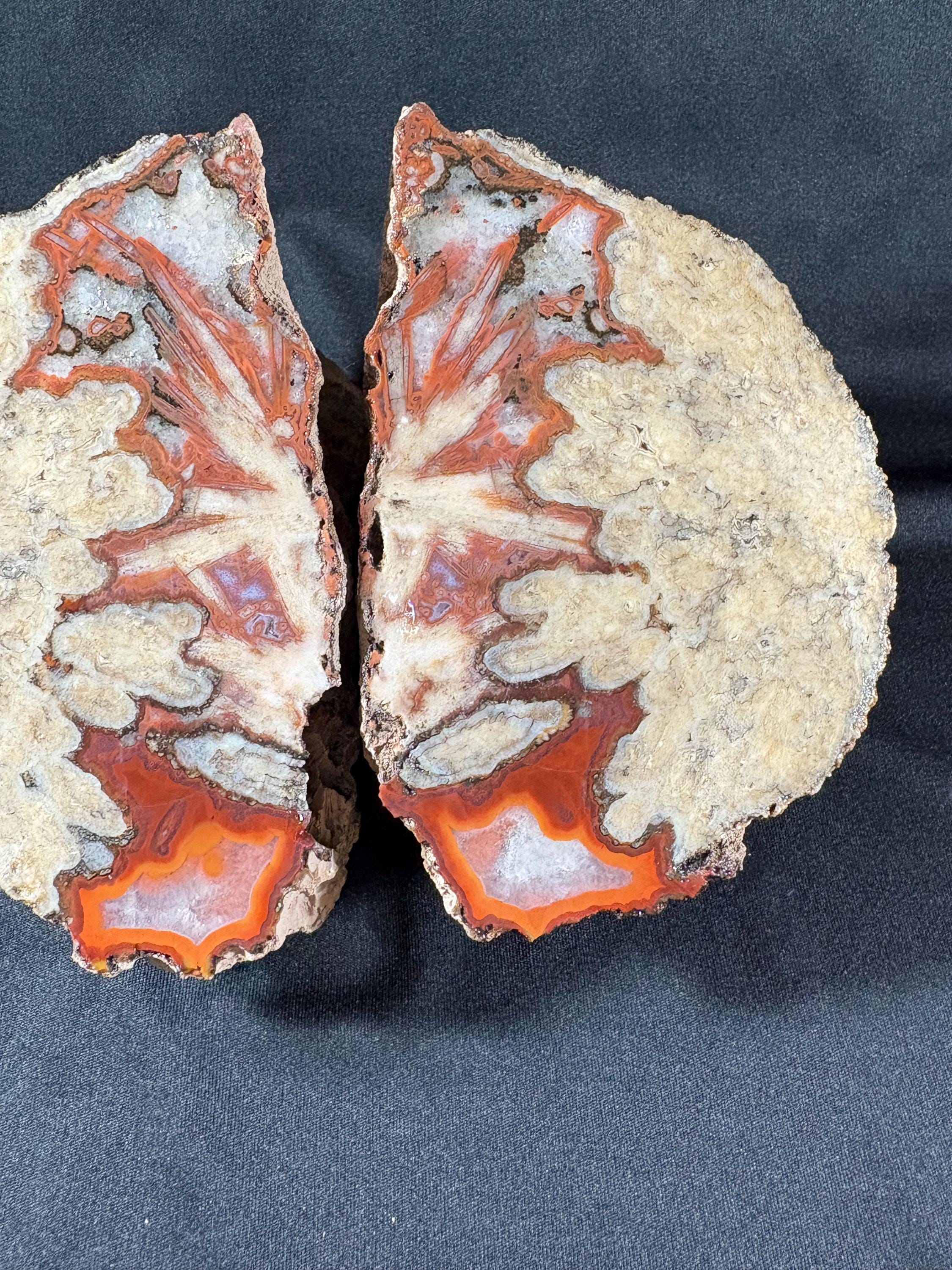 Natural Plume Agate Split Nodule Pair – Raw Untreated Agate