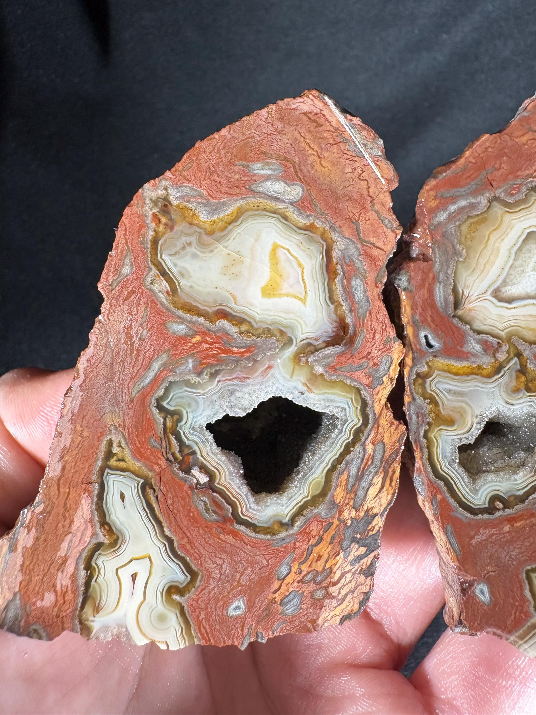 Turkish Triangular Agate Geode Pair - Geometric Fortification