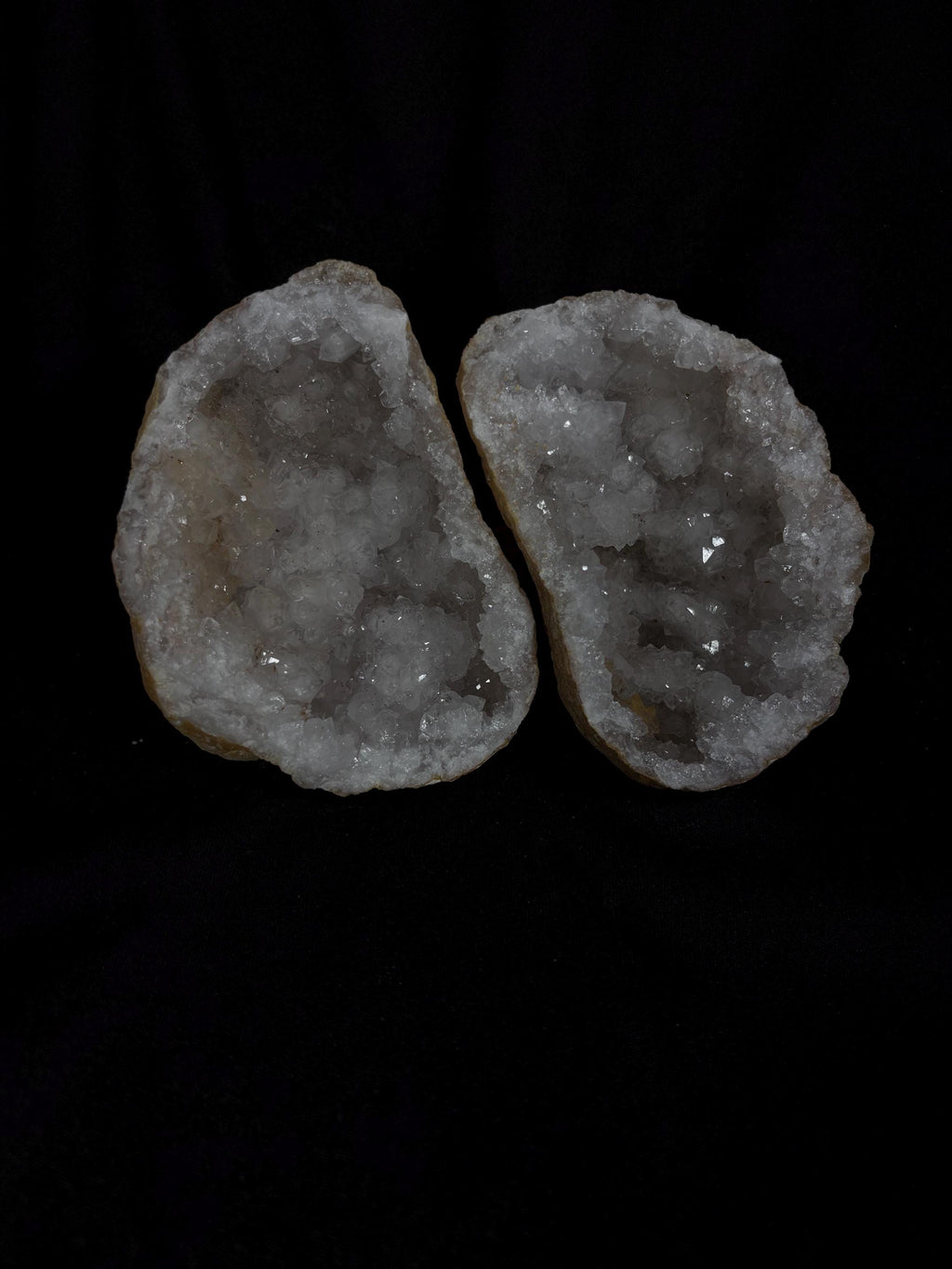 Quartz Geode Pair - Master Healer Crystal Display - Raw Natural Spiritual Transformation Stone