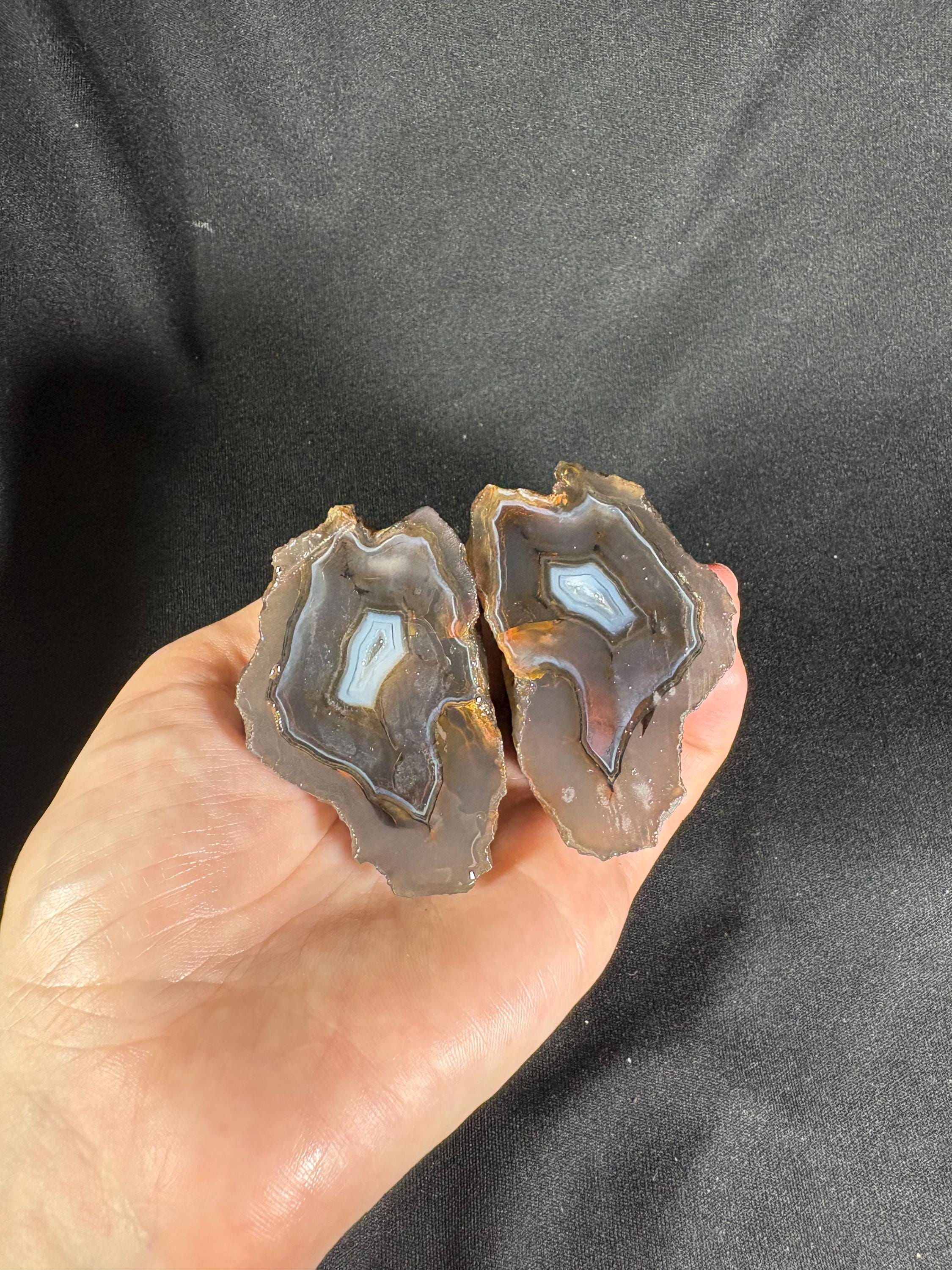 Banded Agate Geode Pair