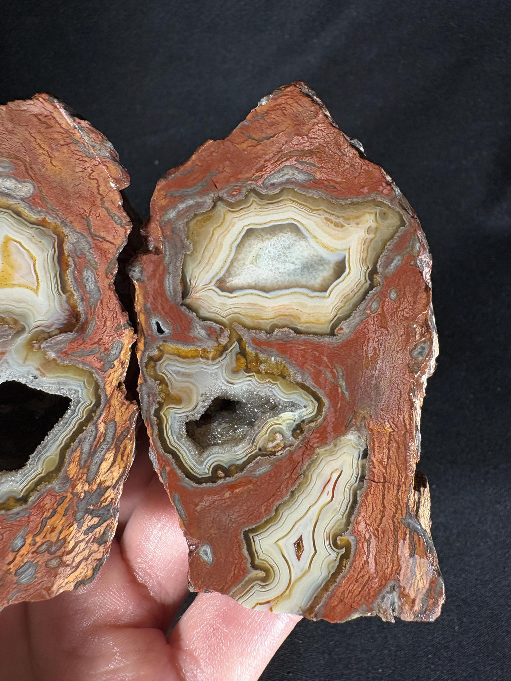 Turkish Triangular Agate Geode Pair - Geometric Fortification
