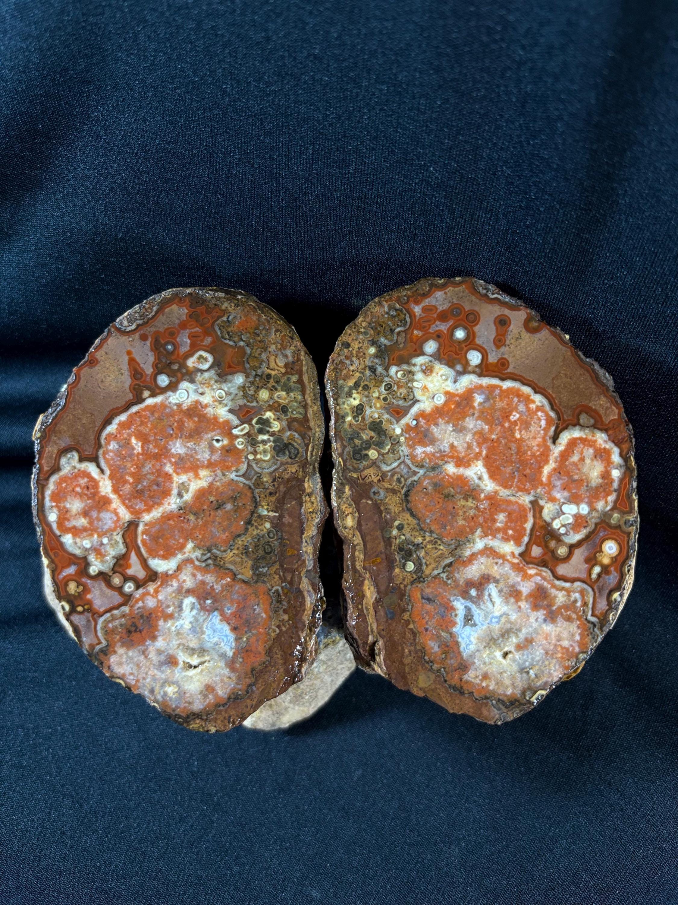 Natural Orbicular Agate Split Nodule Pair – Raw Ocean Jasper Type