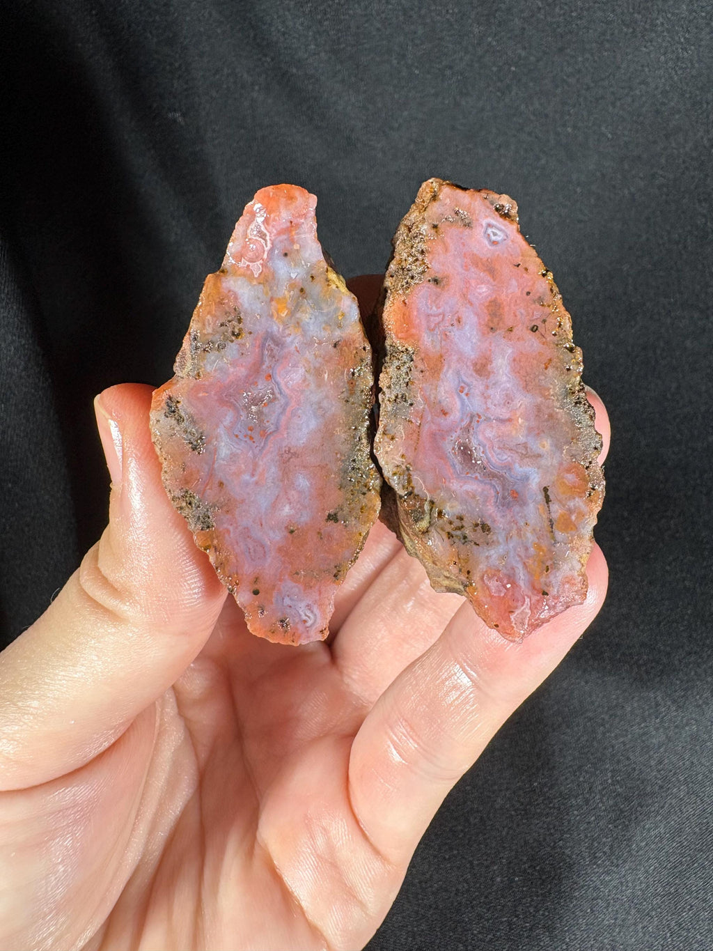 Pink Lace Agate Pair