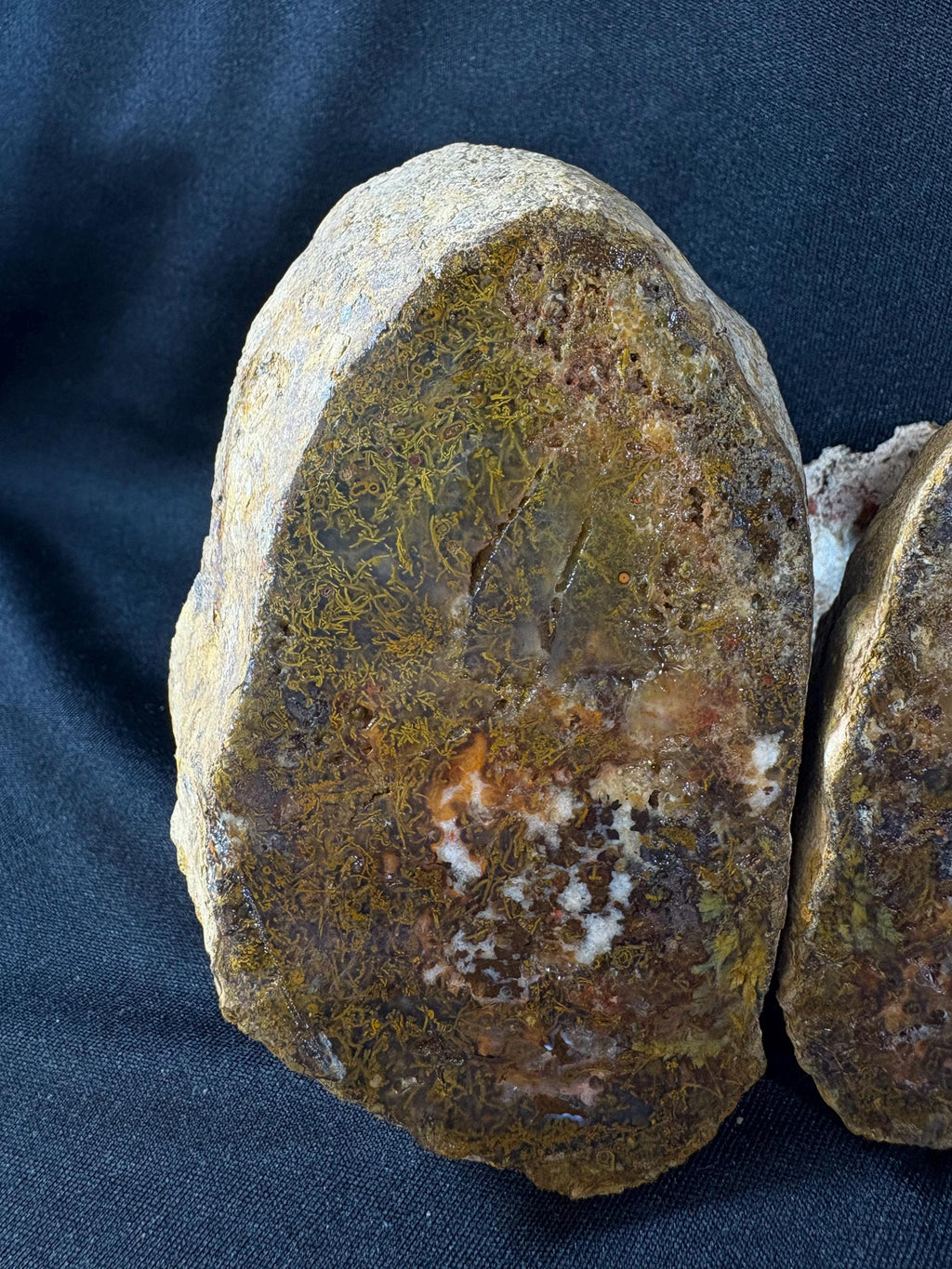 Natural Moss Agate Split Nodule Pair