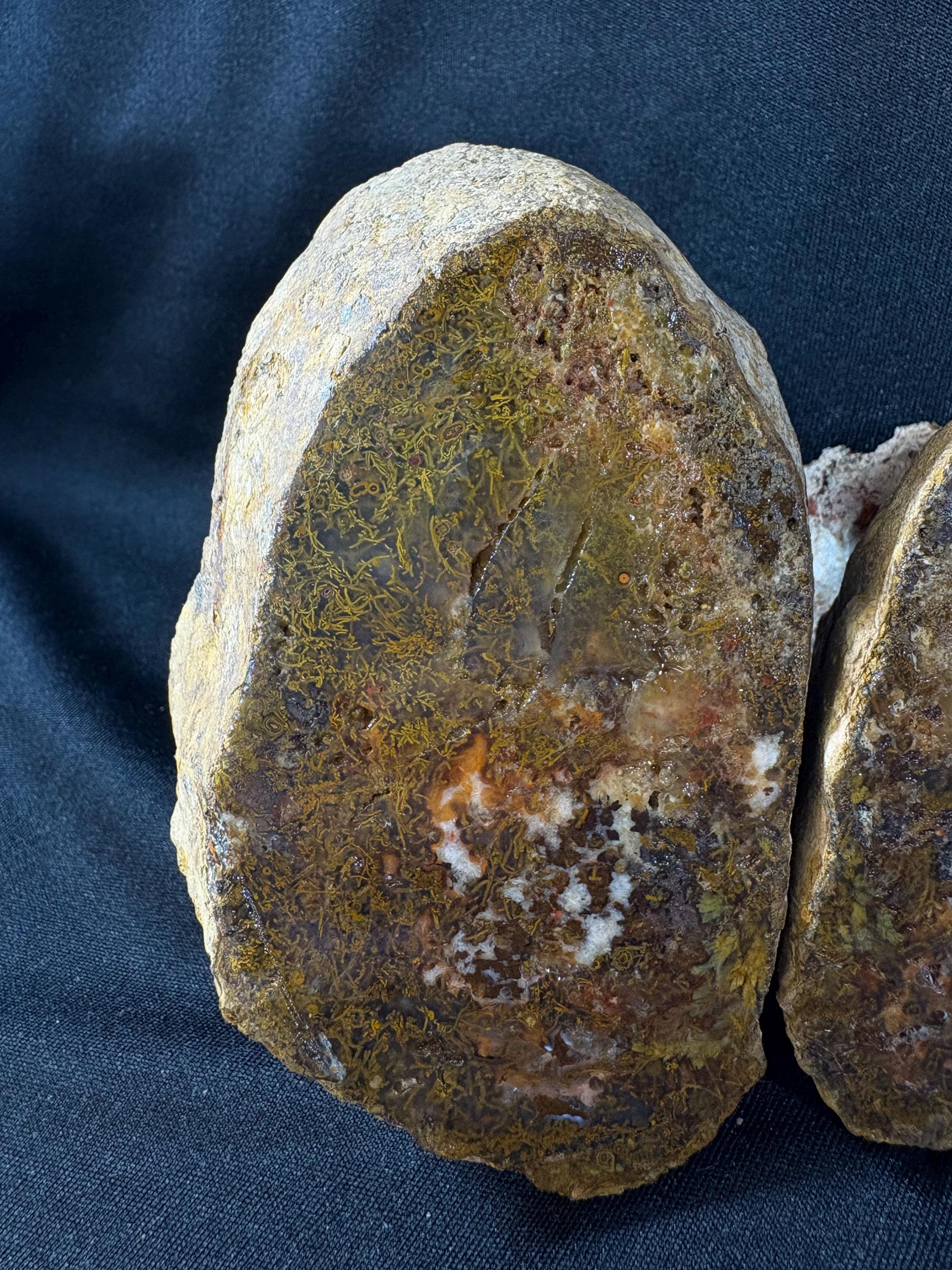 Natural Moss Agate Split Nodule Pair
