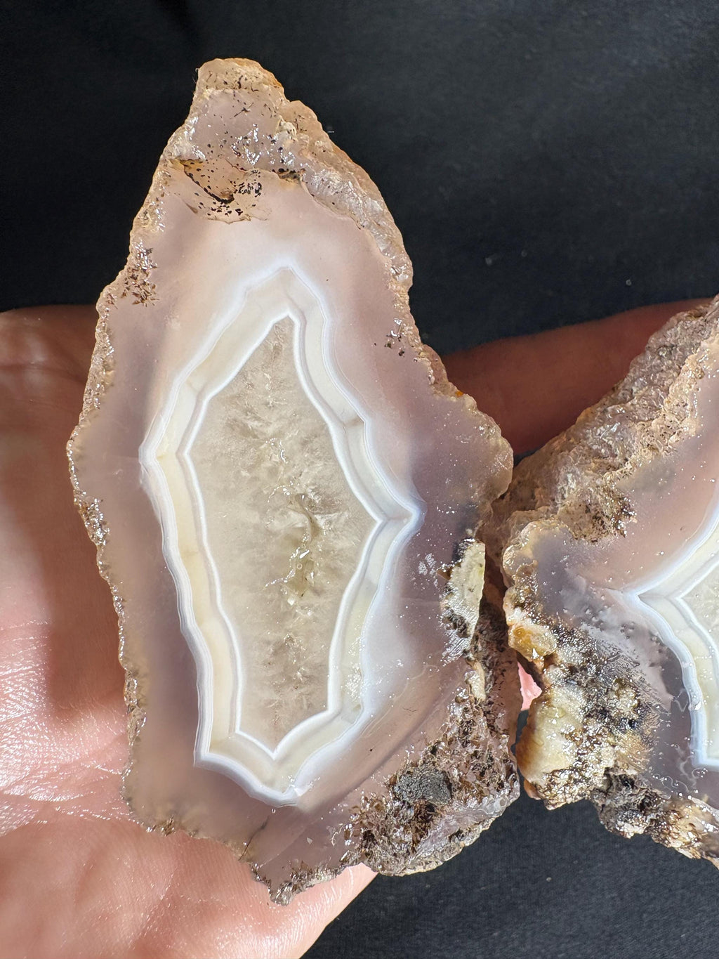 Lavender Agate Geode Pair - Soft Rose Chalcedony