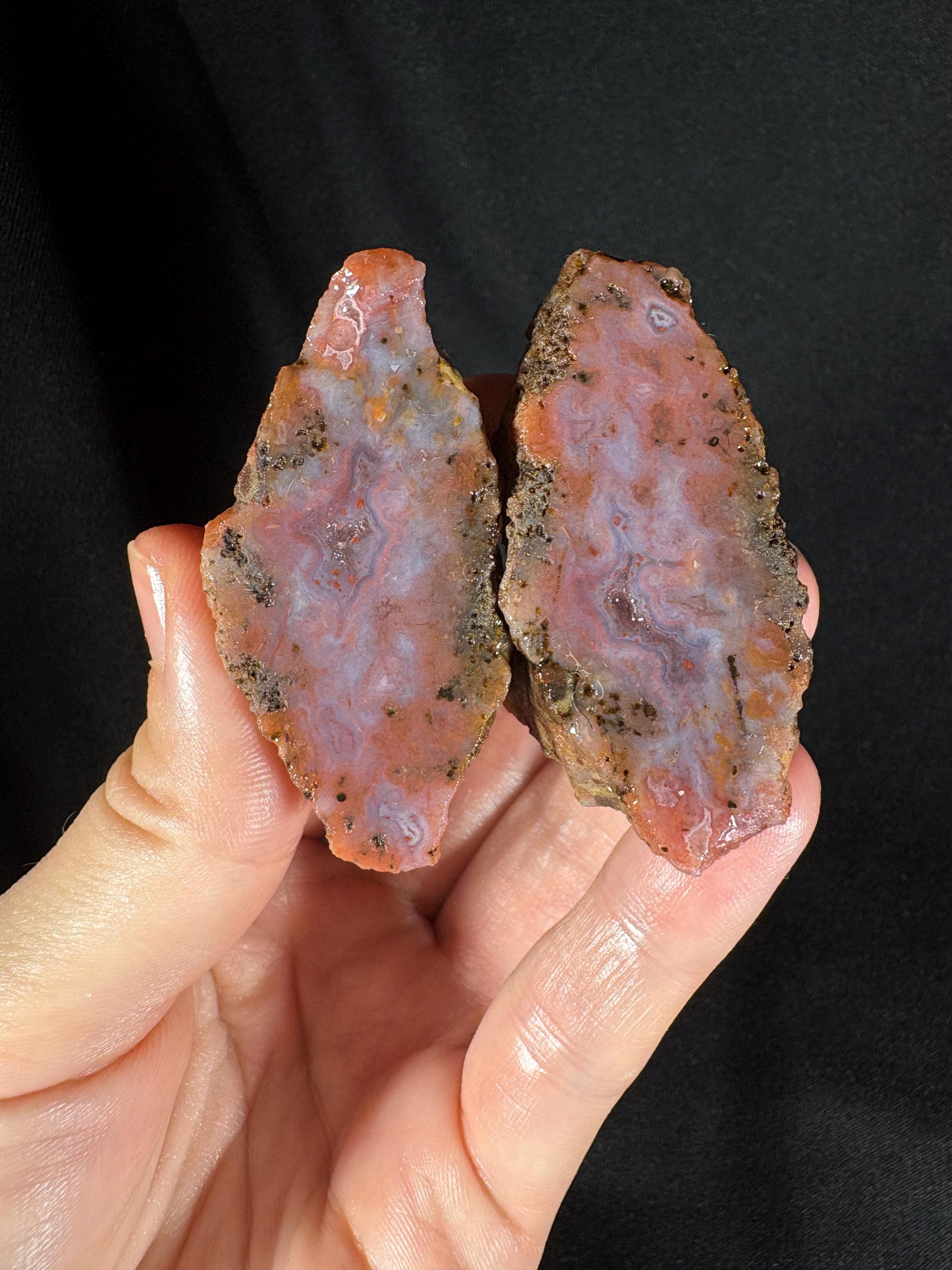 Pink Lace Agate Pair