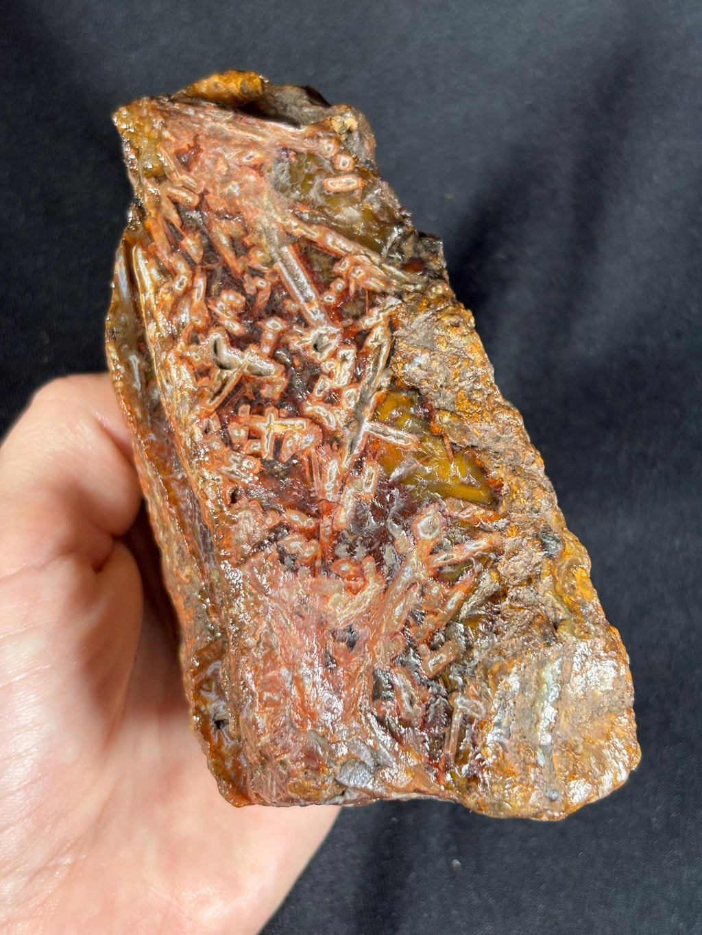 Stick Agate Geode Pair