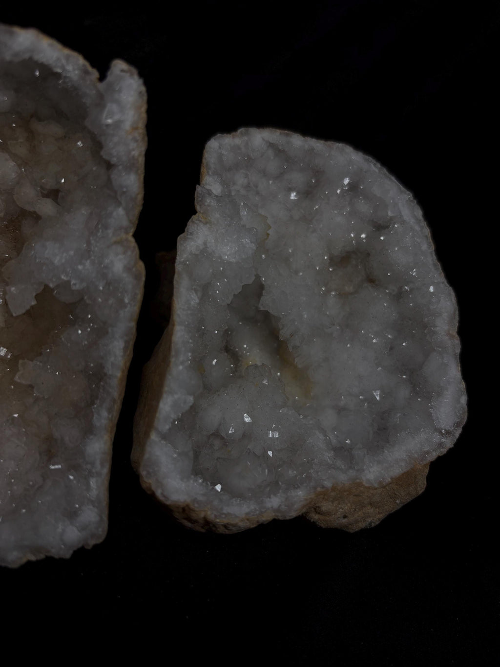 Quartz Geode Pair - Master Healer Crystal Display - Raw Natural Spiritual Transformation Stone