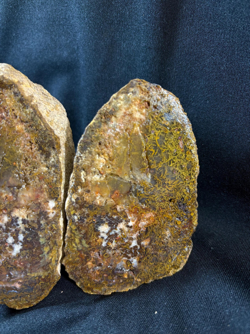 Natural Moss Agate Split Nodule Pair