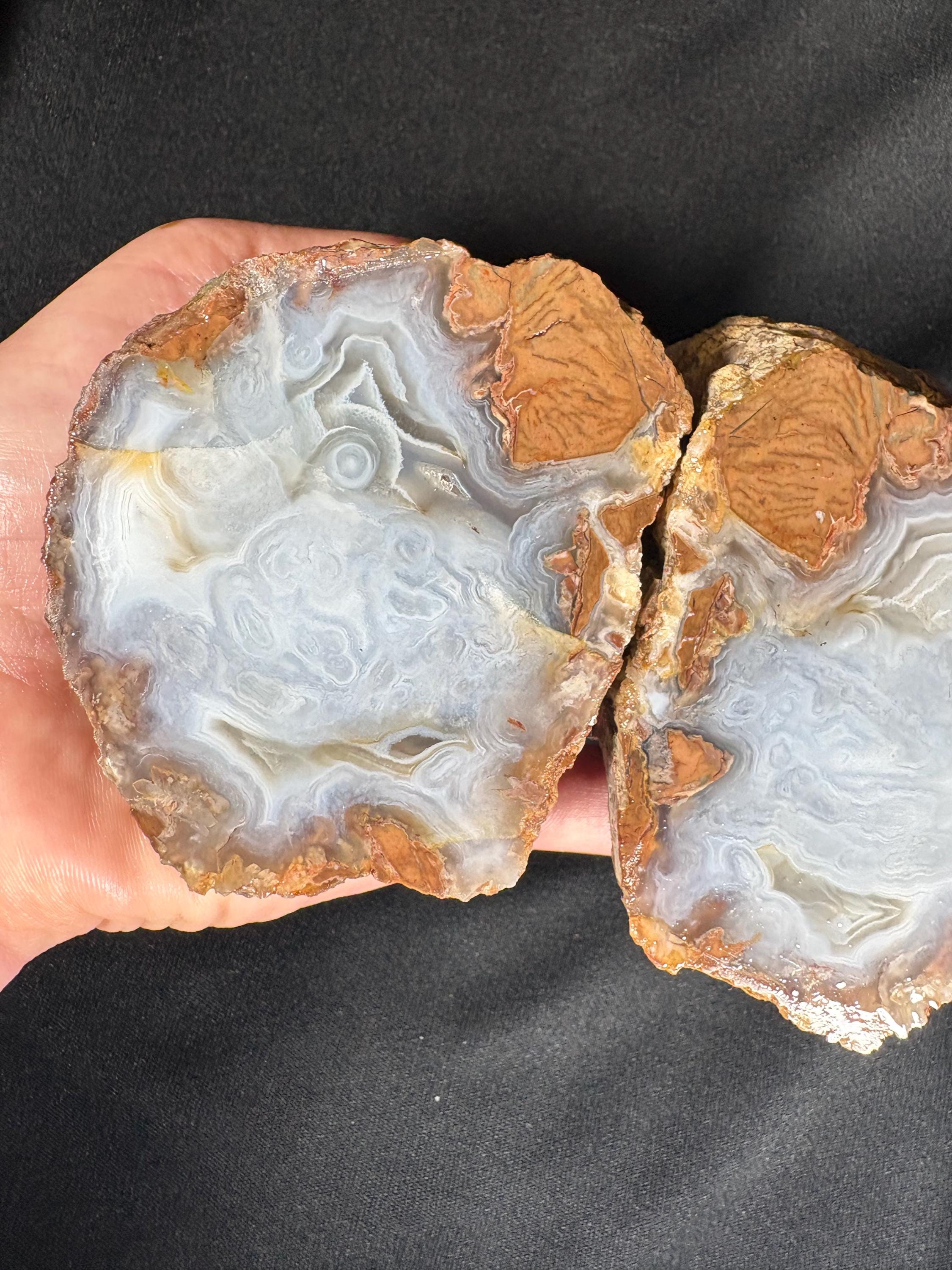 Rare Turkish Fantasy Agate Pair - Star Banded Geode