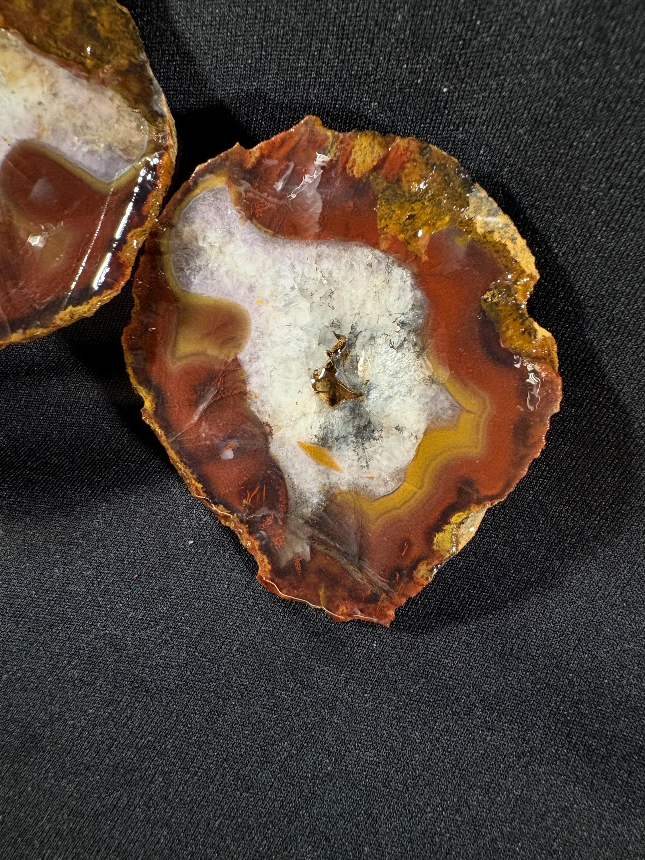 Natural Banded Agate Split Nodule Pair – Raw Untreated Agate with Quartz Core