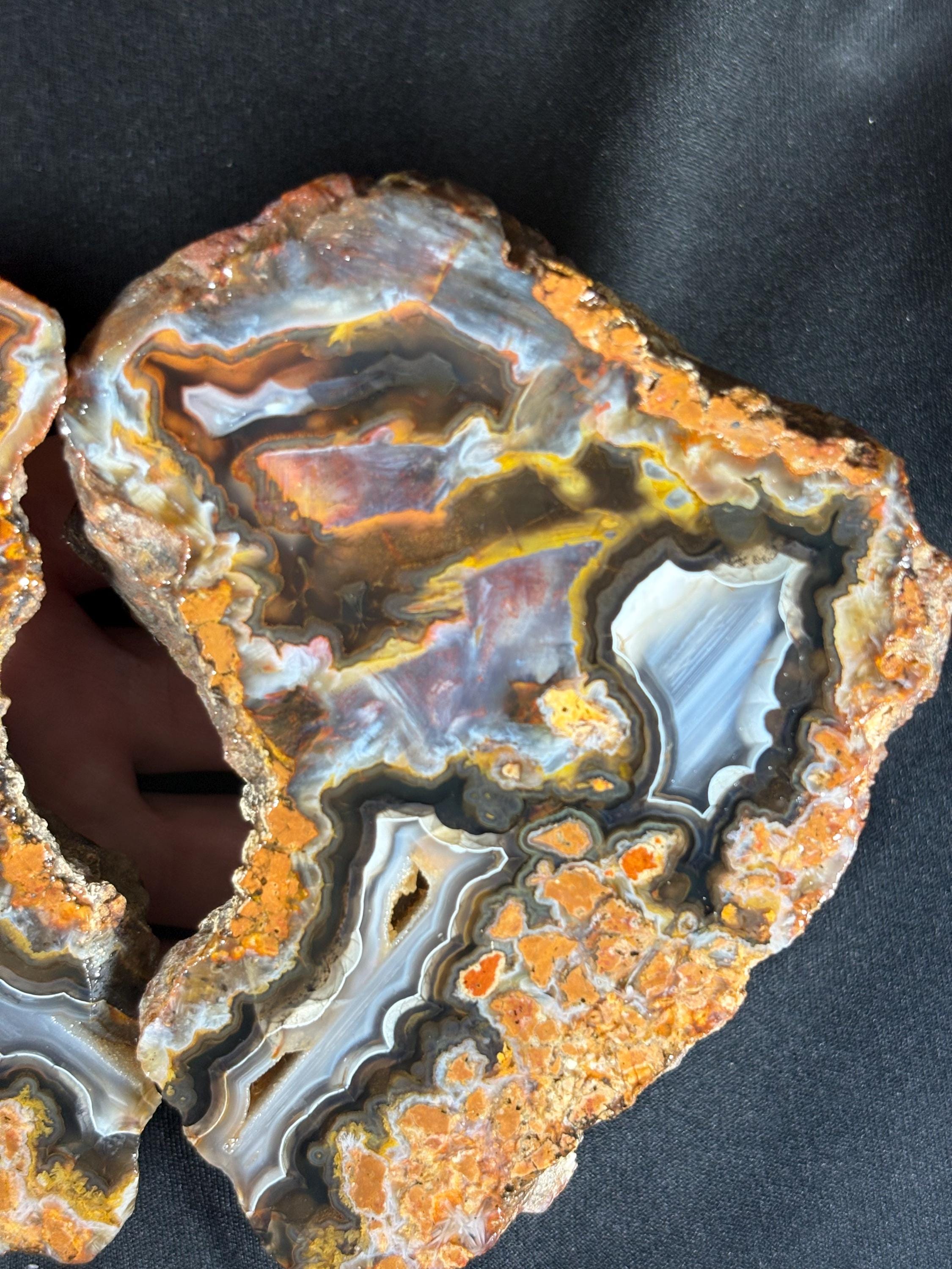 Stick Agate & Plume Geode Pair -  Collector Specimen from Ankara
