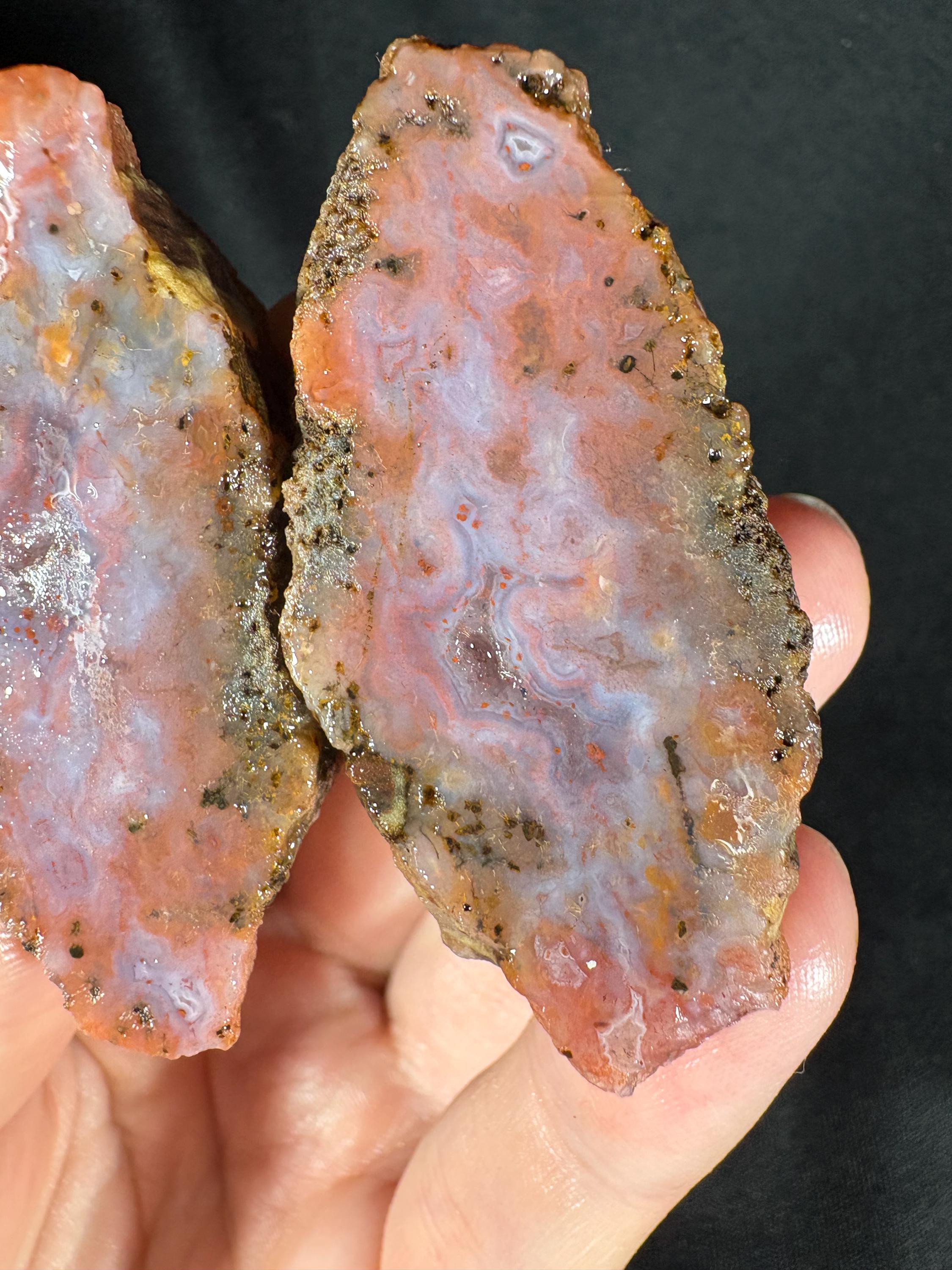 Pink Lace Agate Pair