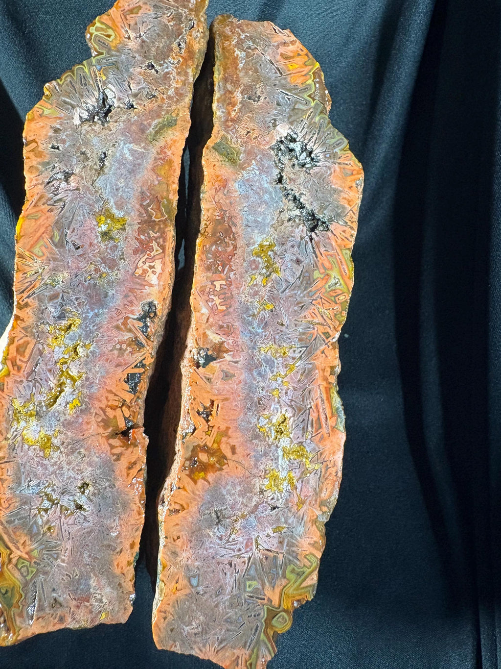 Red Sagenite Agate Pair | Rare Stick Agate Slices