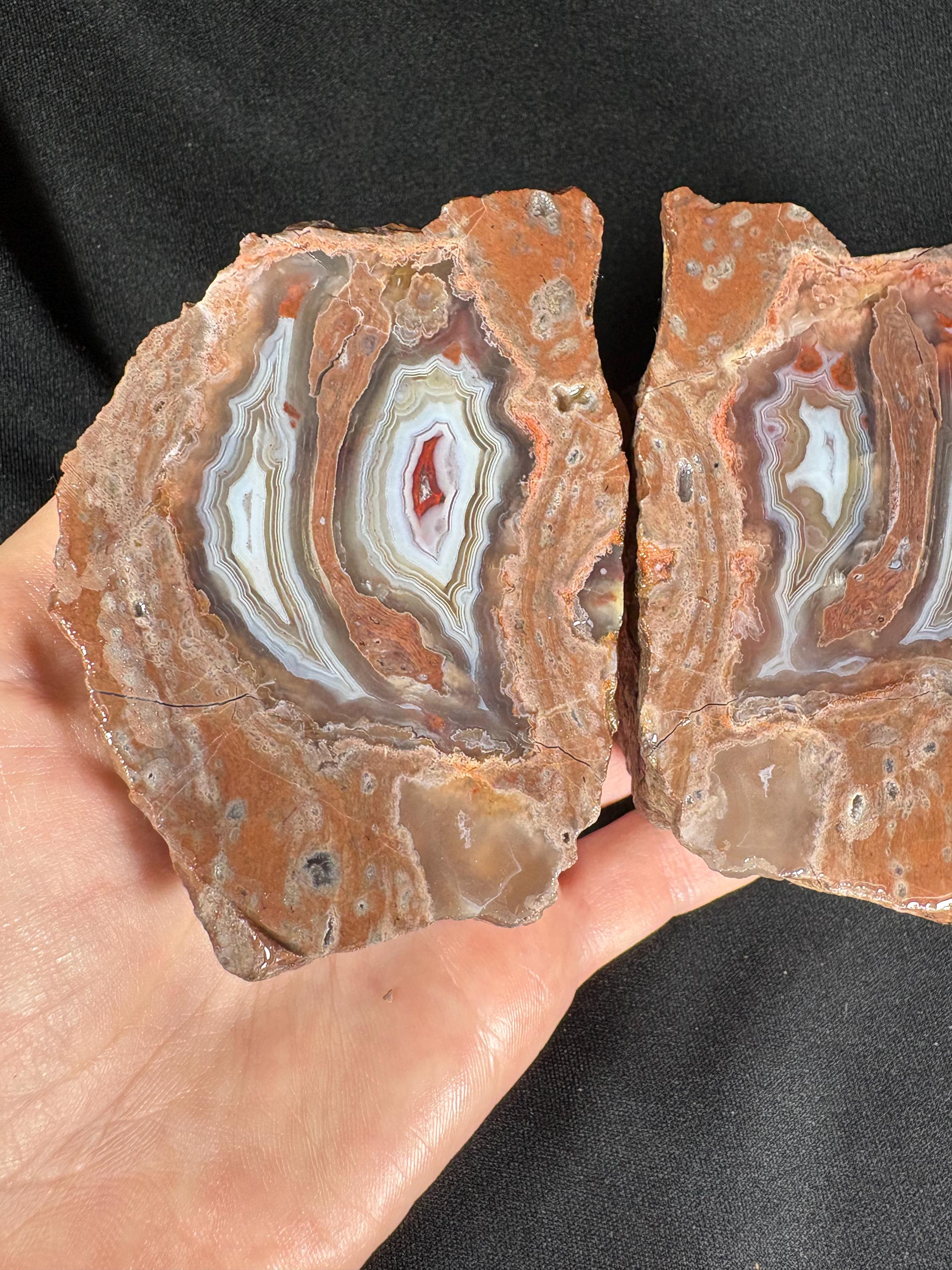 Turkish Banded Agate Geode Pair