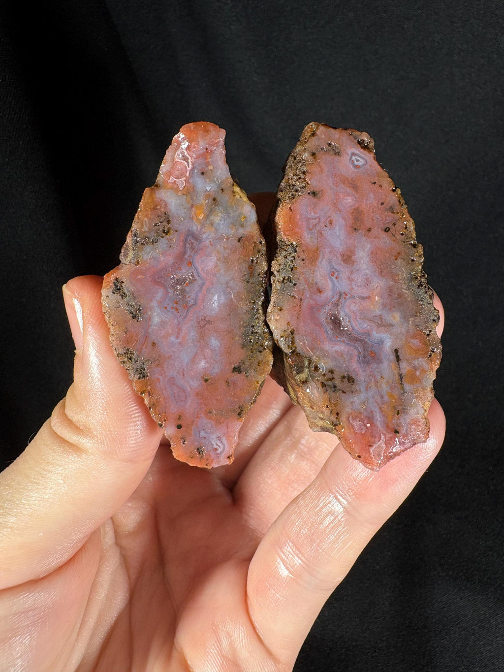 Pink Lace Agate Pair