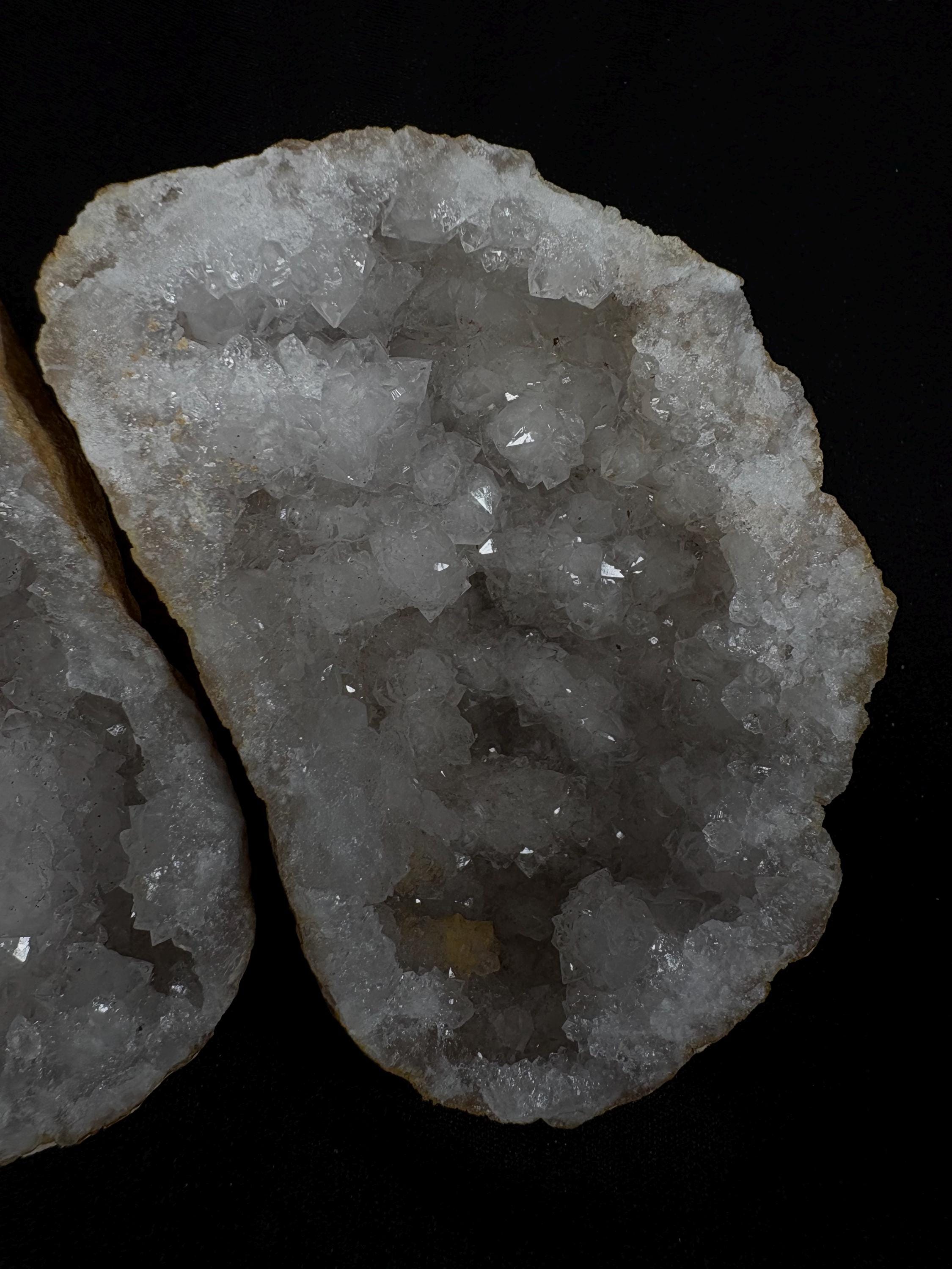 Quartz Geode Pair - Master Healer Crystal Display - Raw Natural Spiritual Transformation Stone