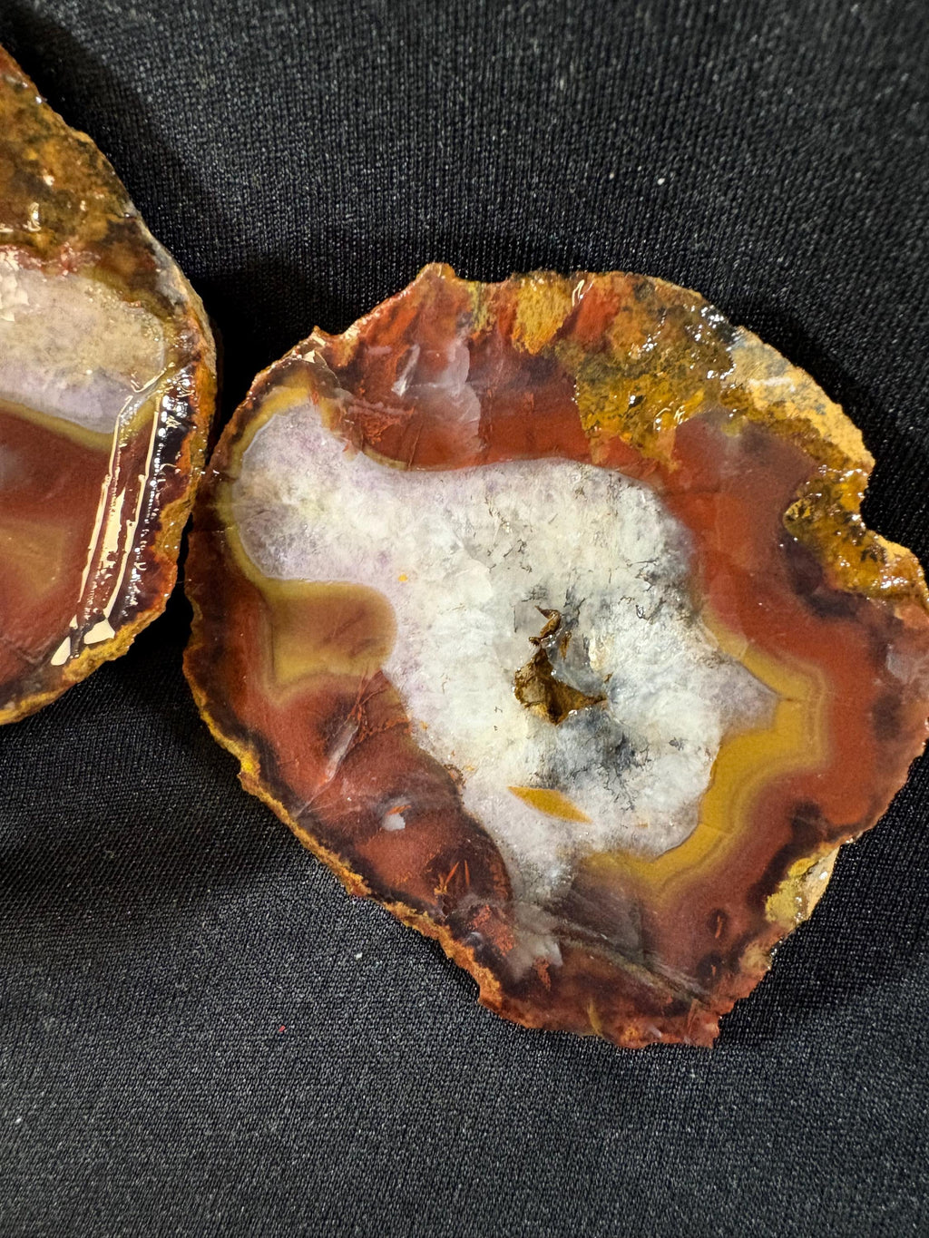 Natural Banded Agate Split Nodule Pair – Raw Untreated Agate with Quartz Core