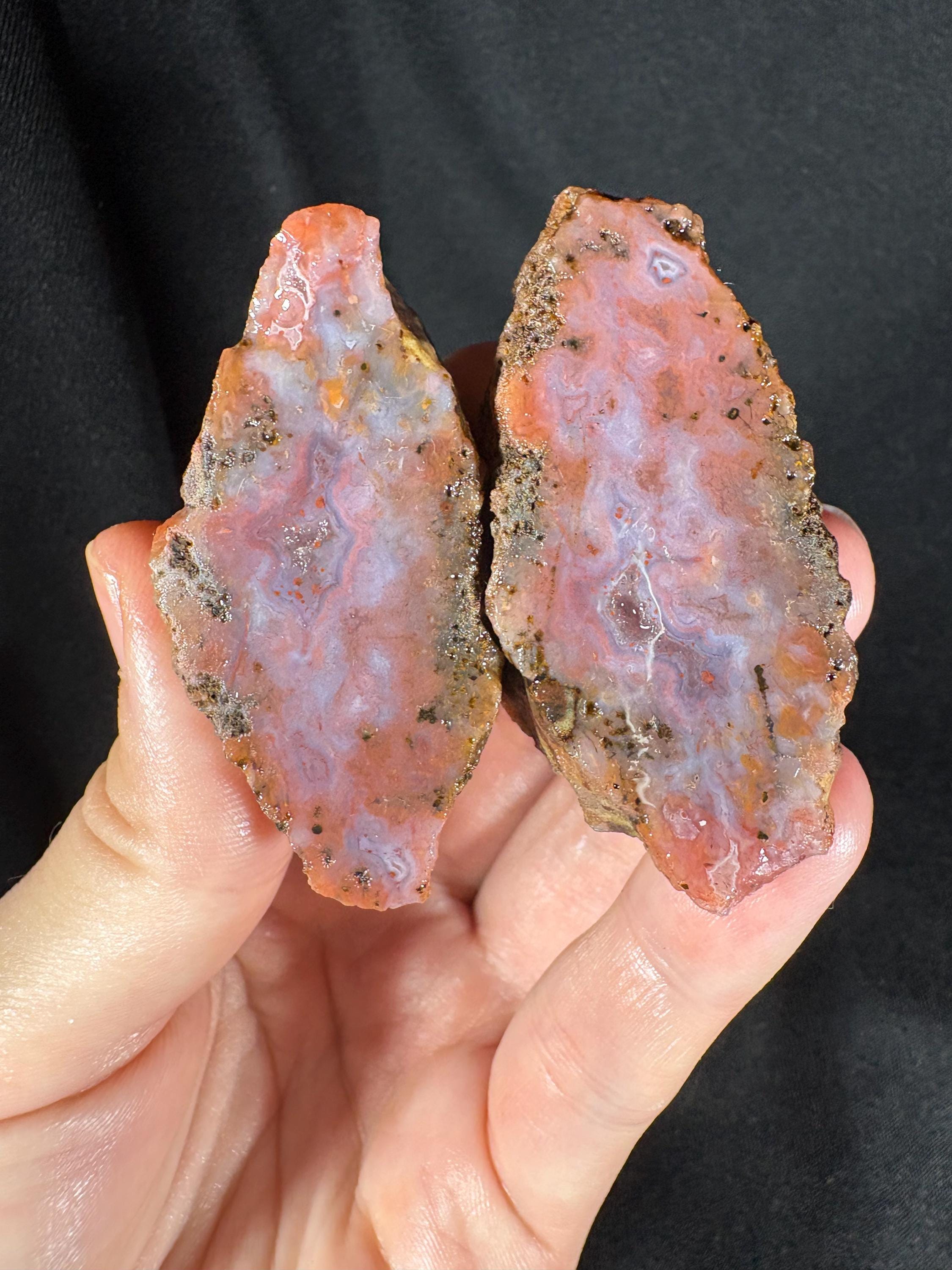 Pink Lace Agate Pair