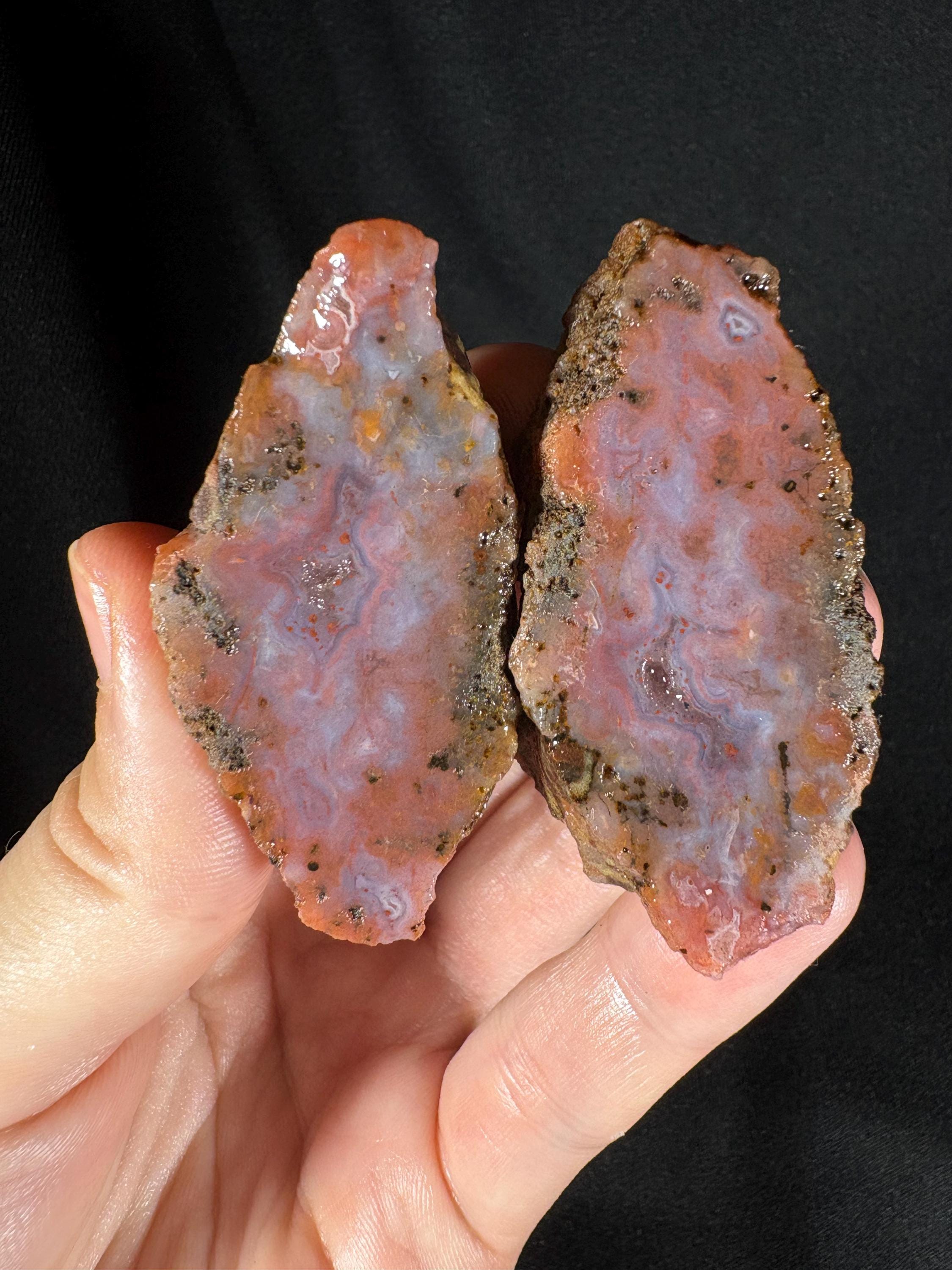 Pink Lace Agate Pair