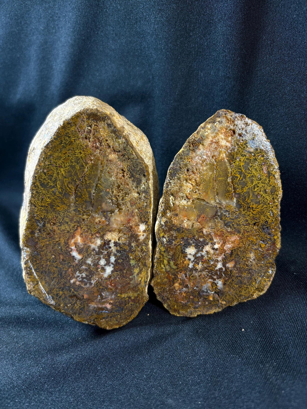 Natural Moss Agate Split Nodule Pair