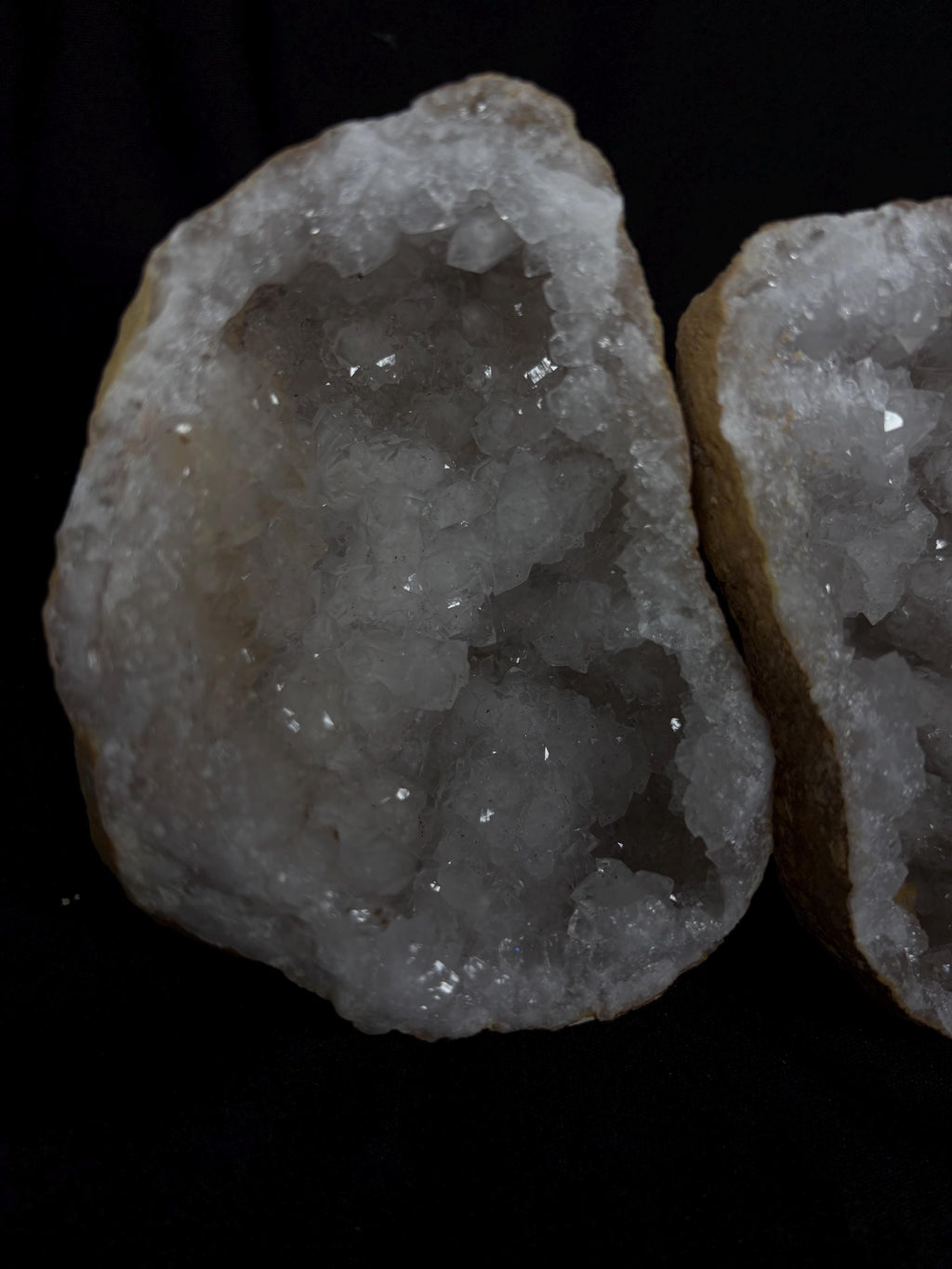 Quartz Geode Pair - Master Healer Crystal Display - Raw Natural Spiritual Transformation Stone
