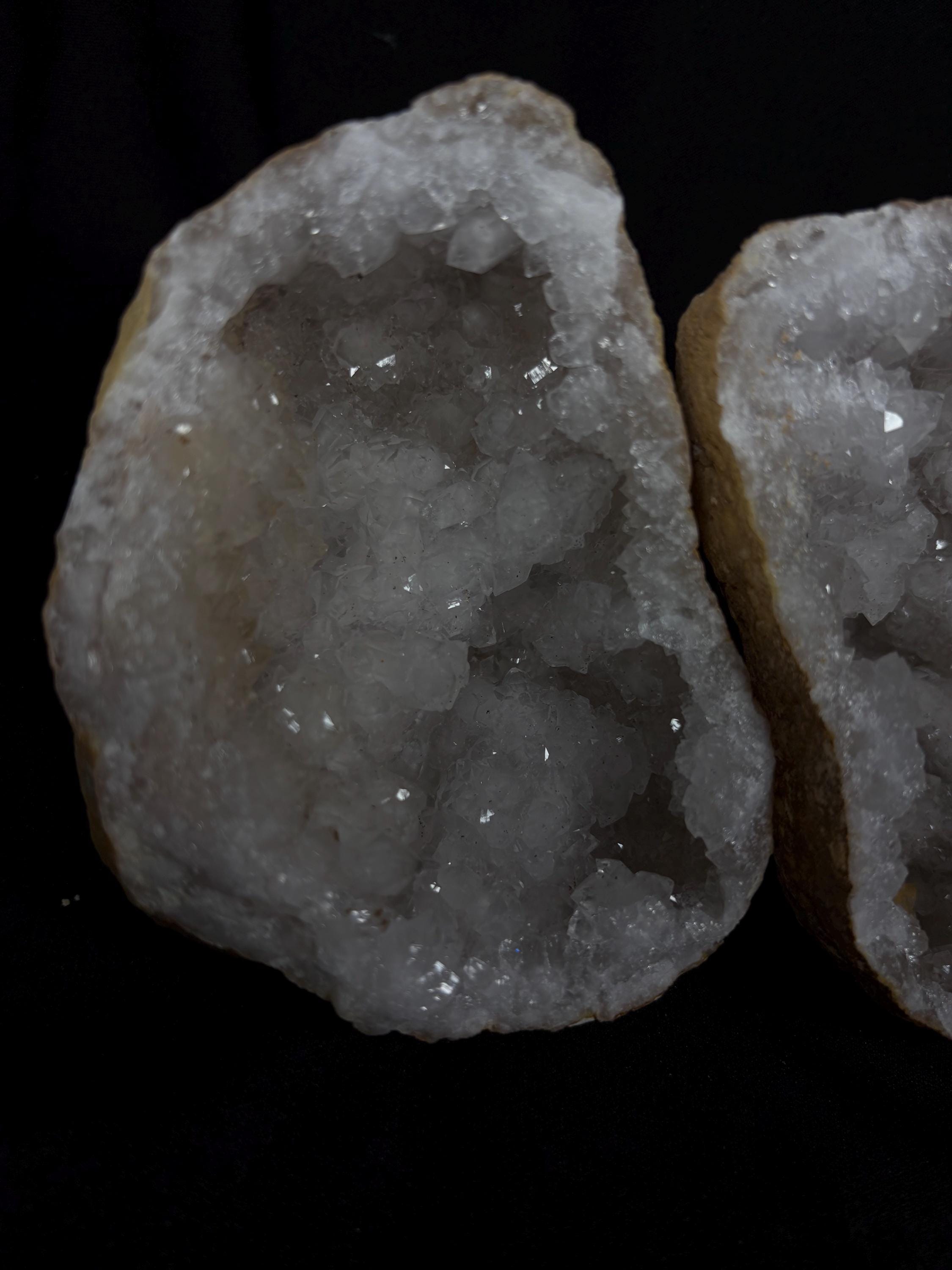 Quartz Geode Pair - Master Healer Crystal Display - Raw Natural Spiritual Transformation Stone