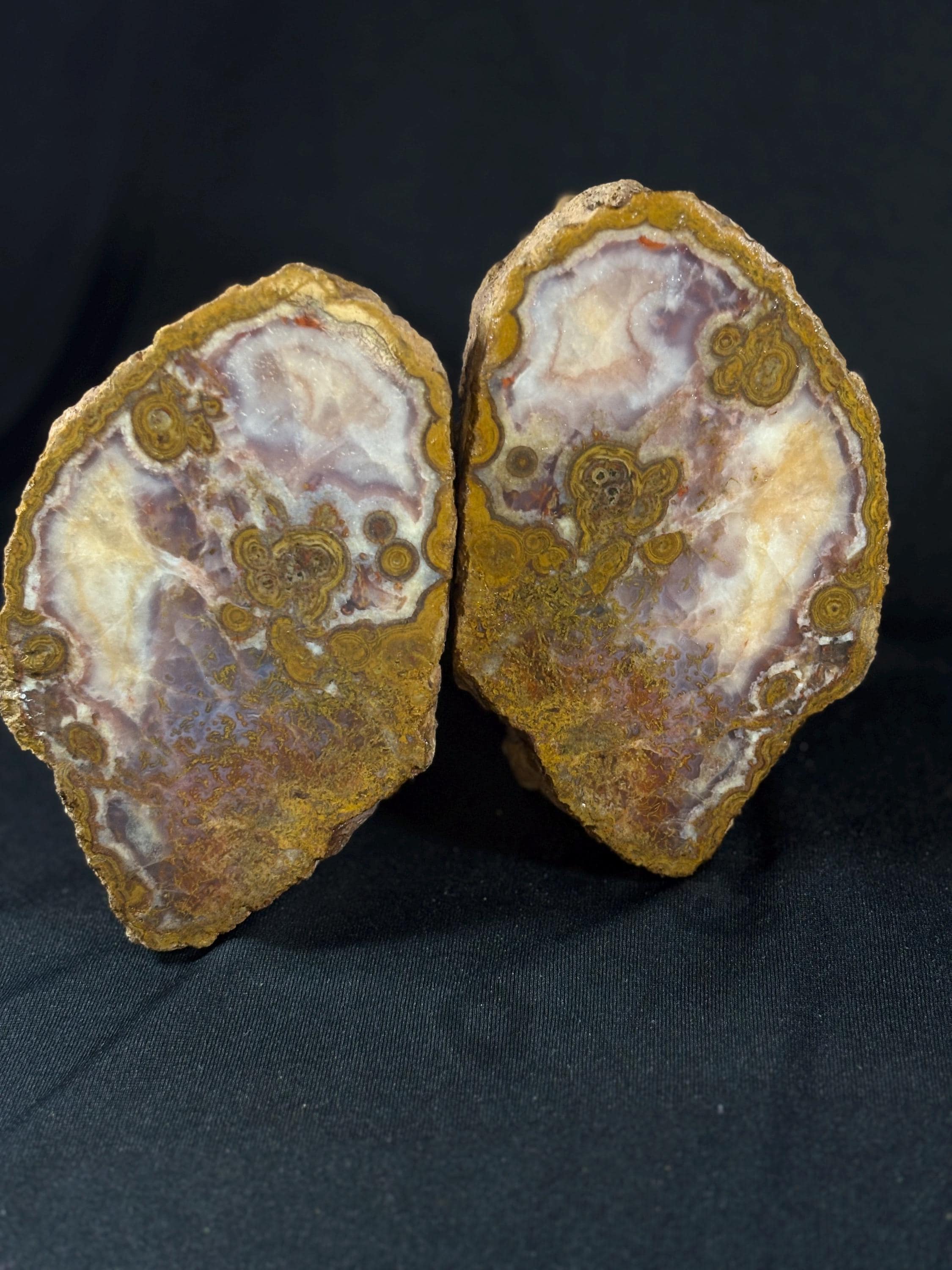 Natural Orbicular Agate Split Nodule Pair – Raw Ocean Jasper Type
